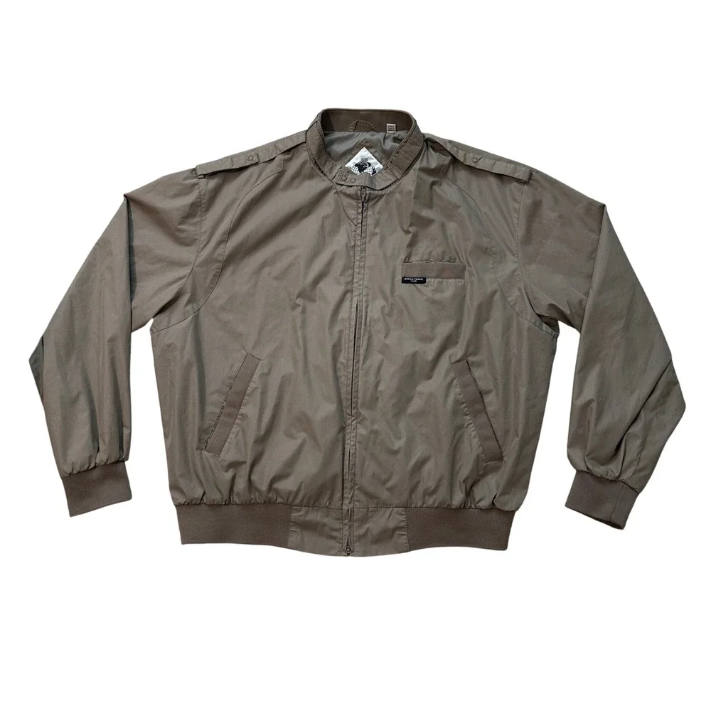 Vintage World Travel Club Jacket Men's 2XLT Bomber Full‎ Zip Lightweight Brown